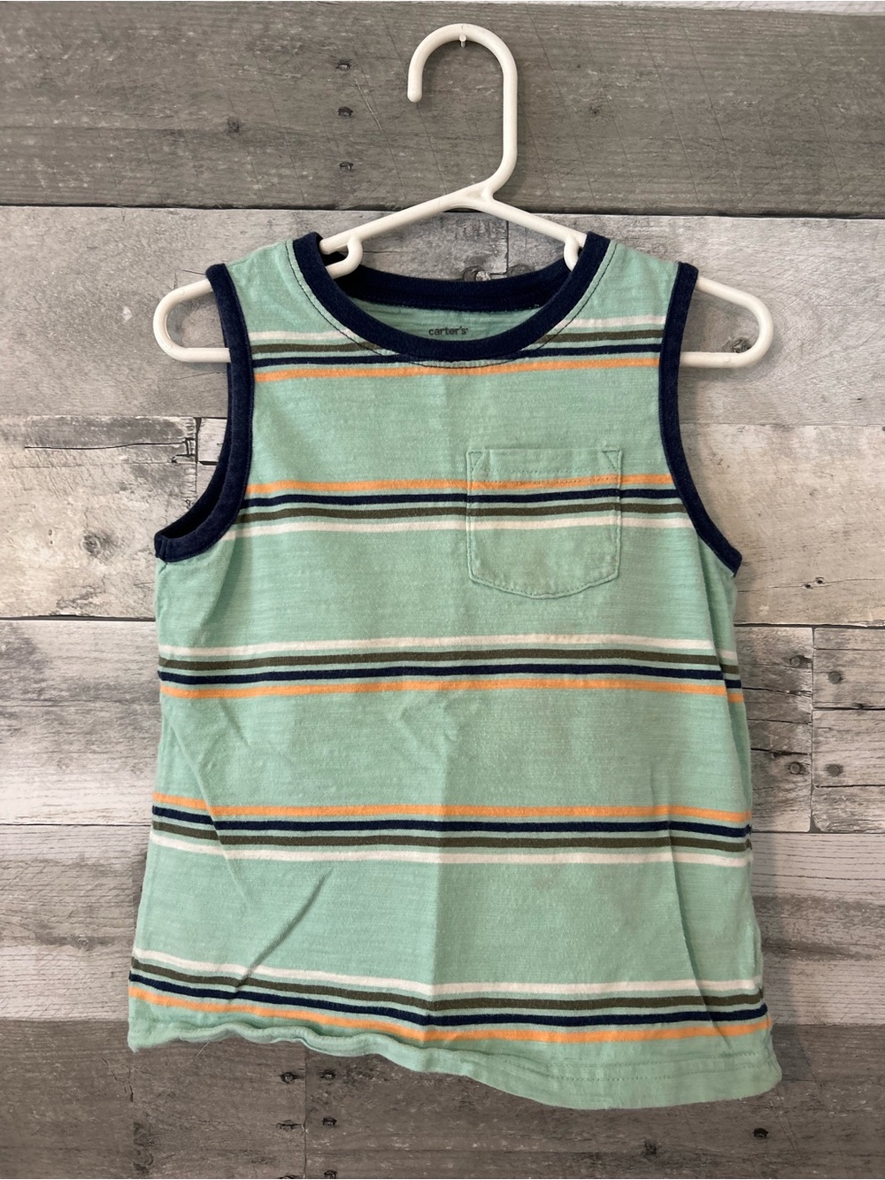 Carter's Mint Green Striped Tank Top with Pocket